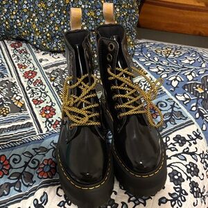 Black and Yellow Lace-Up Women's Boots